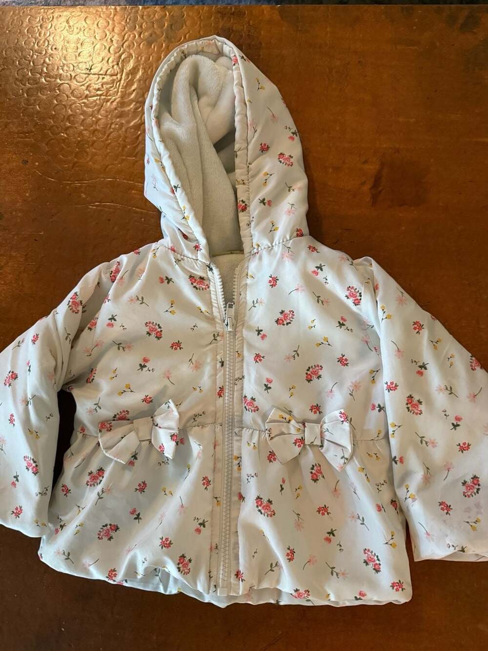 Penelope Mack Hooded Jacket Size 2T White Floral Bow